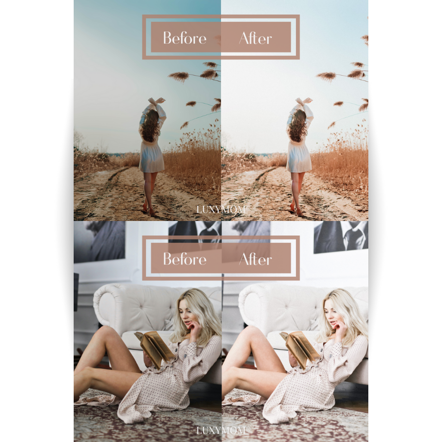 Hello Branding & Creative Co designed LUXYMOM's Lightroom Presets Market Materials and Strategy